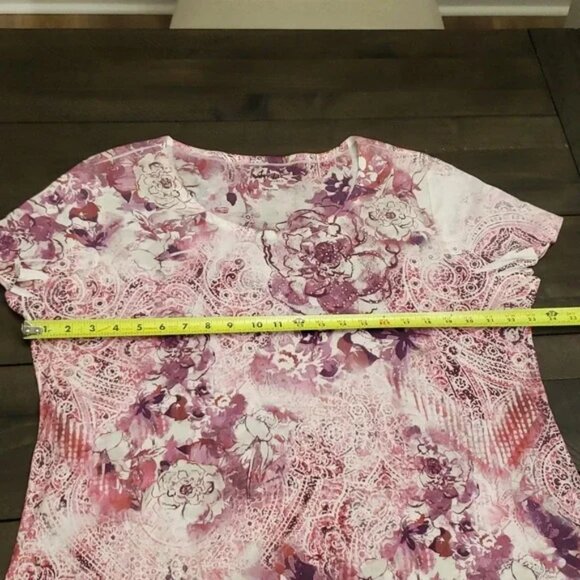 Paisley Flower Tee style & Co fits like XXL, 1X, 2X - Picture 7 of 9